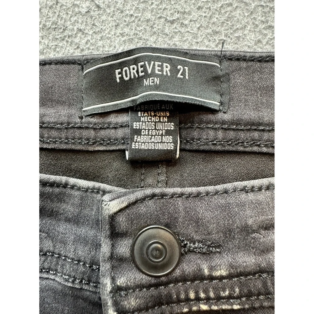 Forever 21 Jeans Mens 34x33 Black Denim Red Star Stripes Button Fly Pants